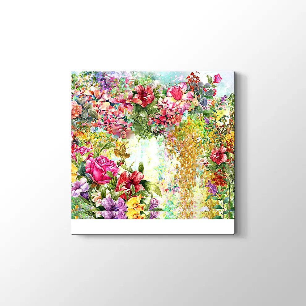 Rengarenk Çiçekler Kanvas Tablo