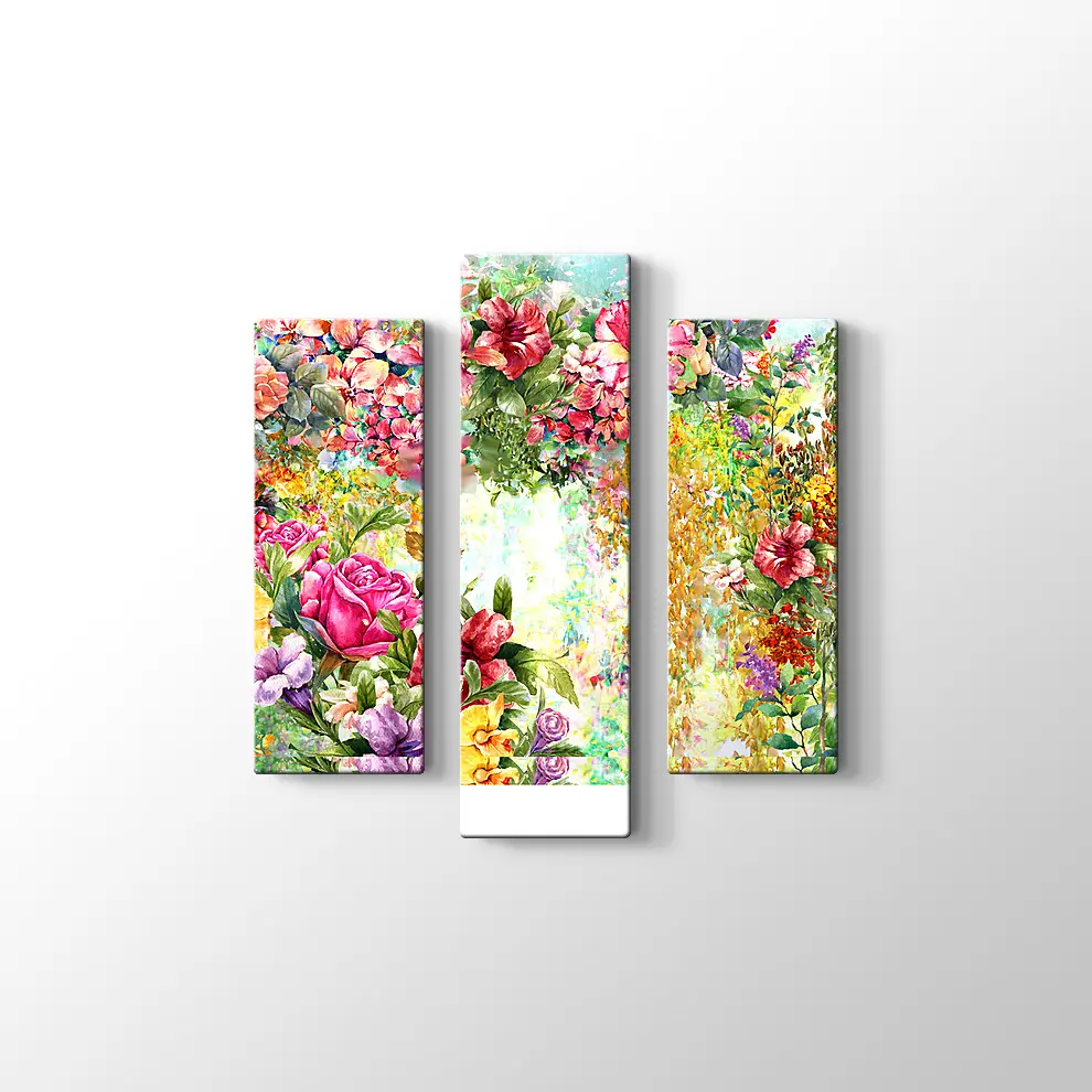 Rengarenk Çiçekler Kanvas Tablo