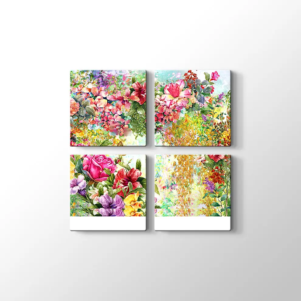Rengarenk Çiçekler Kanvas Tablo