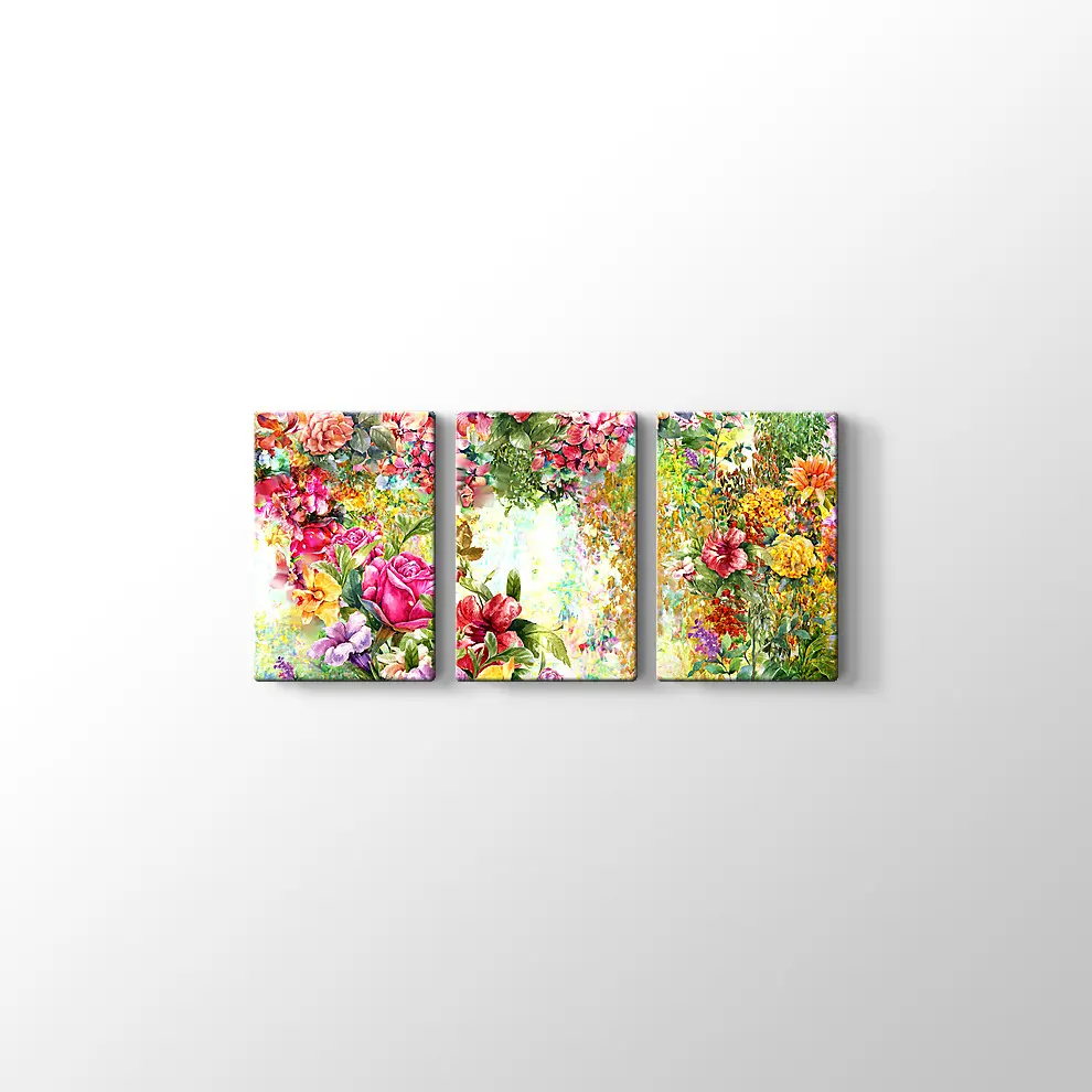 Rengarenk Çiçekler Kanvas Tablo