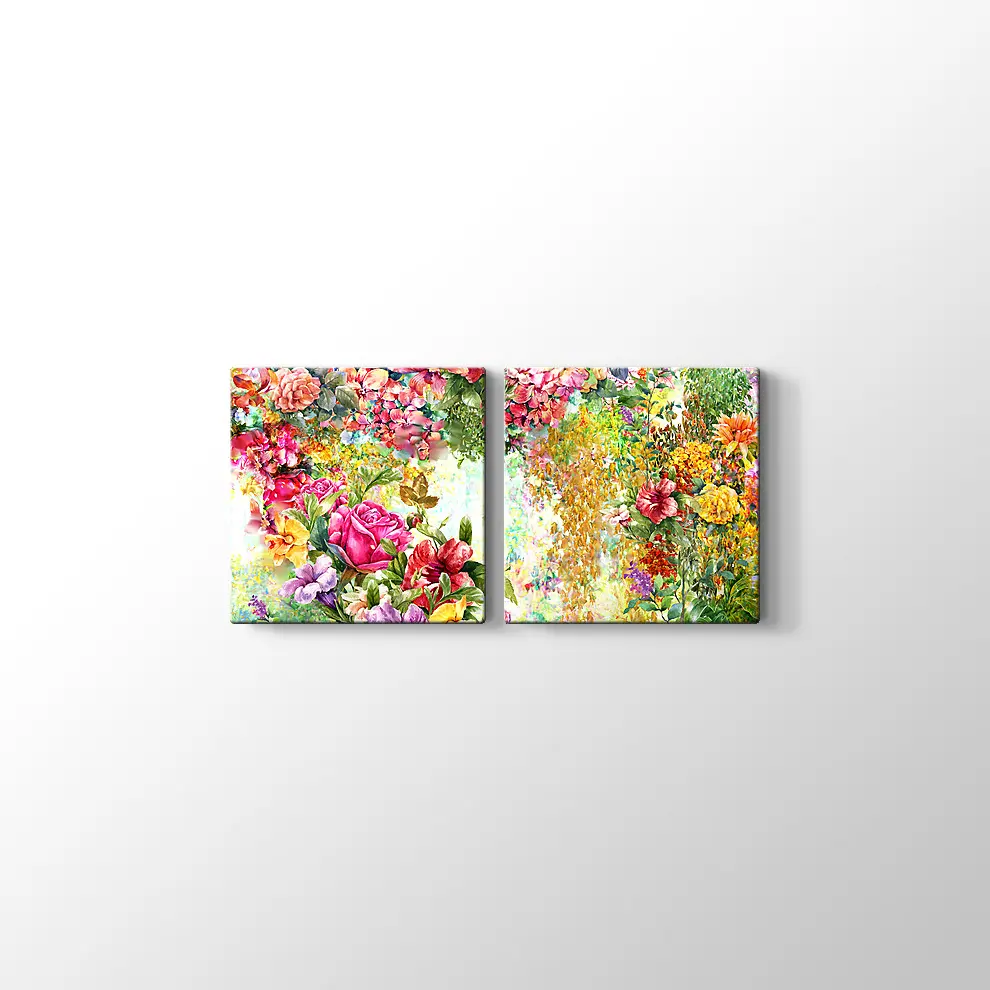 Rengarenk Çiçekler Kanvas Tablo