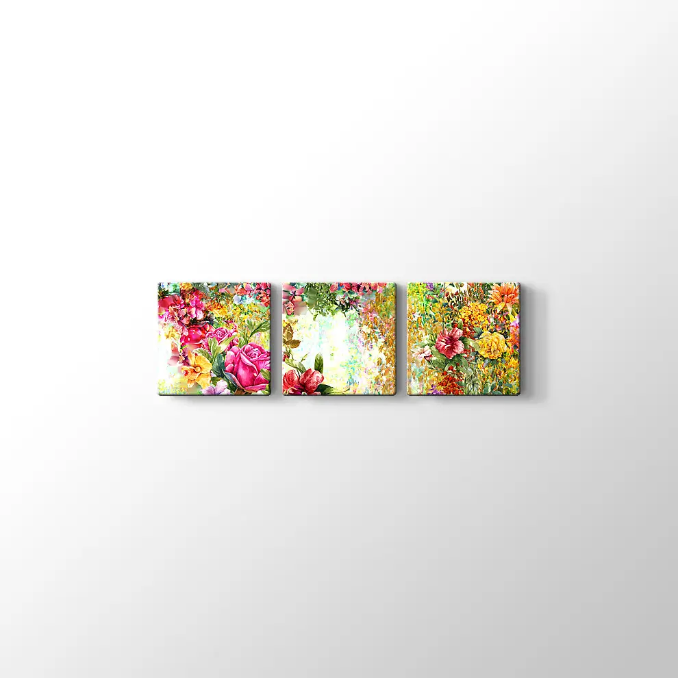 Rengarenk Çiçekler Kanvas Tablo