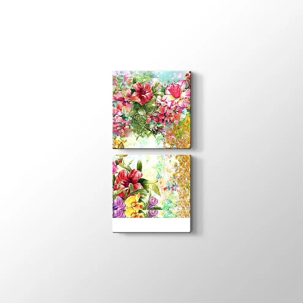 Rengarenk Çiçekler Kanvas Tablo
