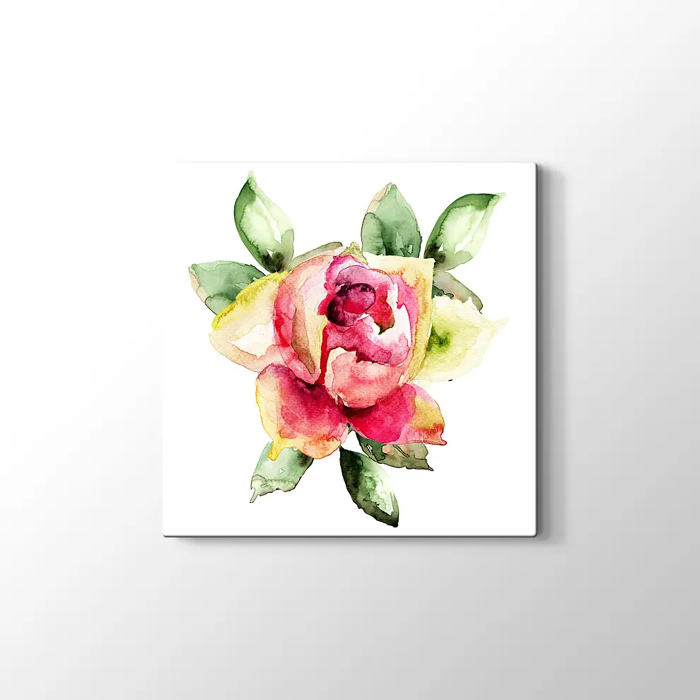 Suluboya Gül Kanvas Tablo