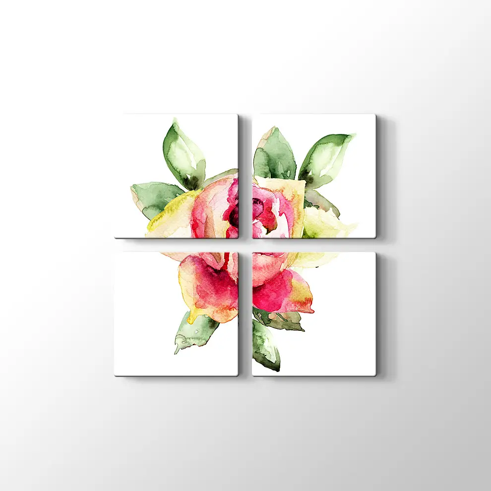 Suluboya Gül Kanvas Tablo