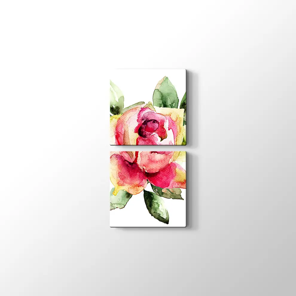 Suluboya Gül Kanvas Tablo