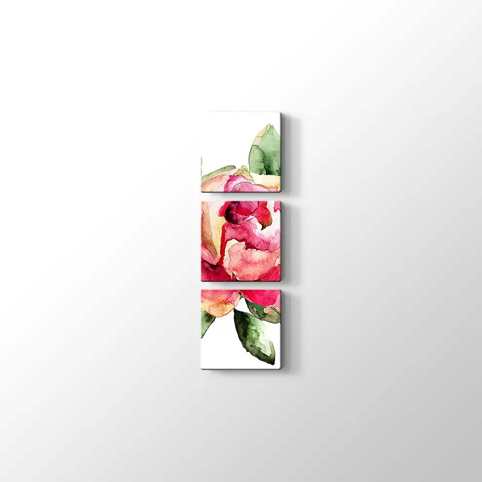 Suluboya Gül Kanvas Tablo