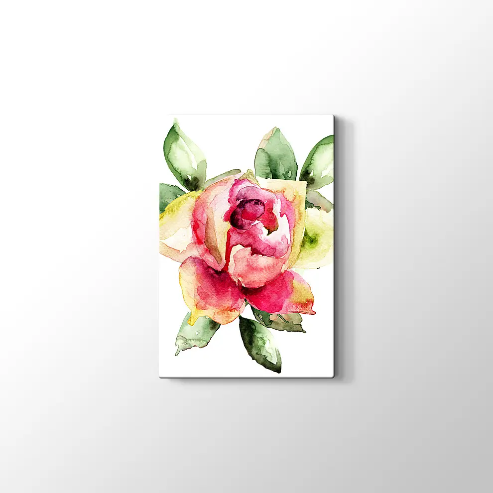 Suluboya Gül Kanvas Tablo