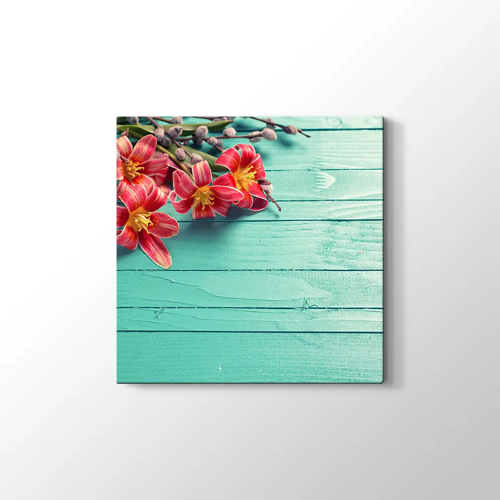 Masadaki Çiçekler Kanvas Tablo