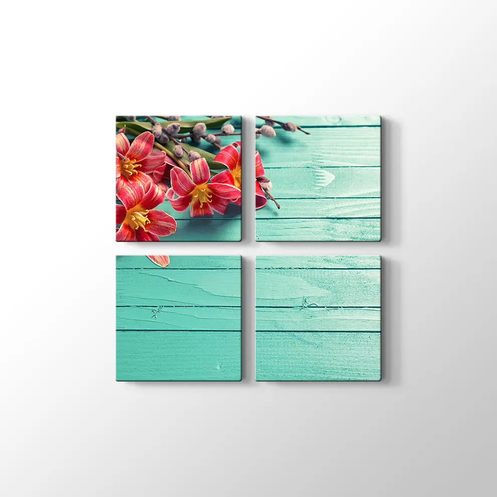 Masadaki Çiçekler Kanvas Tablo