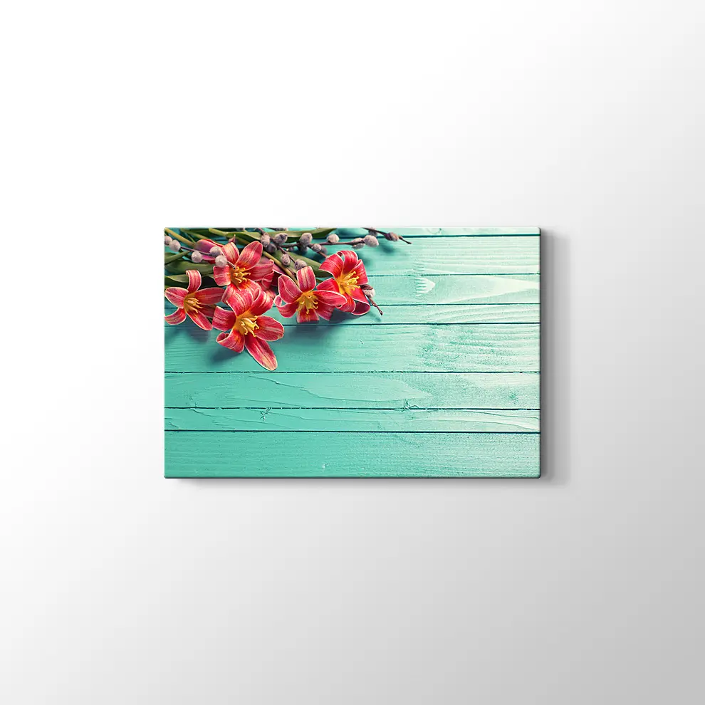 Masadaki Çiçekler Kanvas Tablo