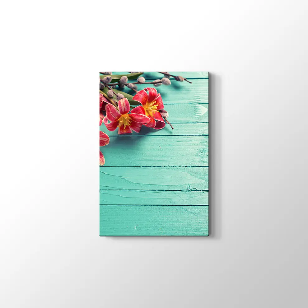 Masadaki Çiçekler Kanvas Tablo