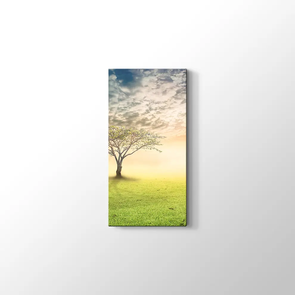 Gün Doğumu Yanlız Ağaç Kanvas Tablo