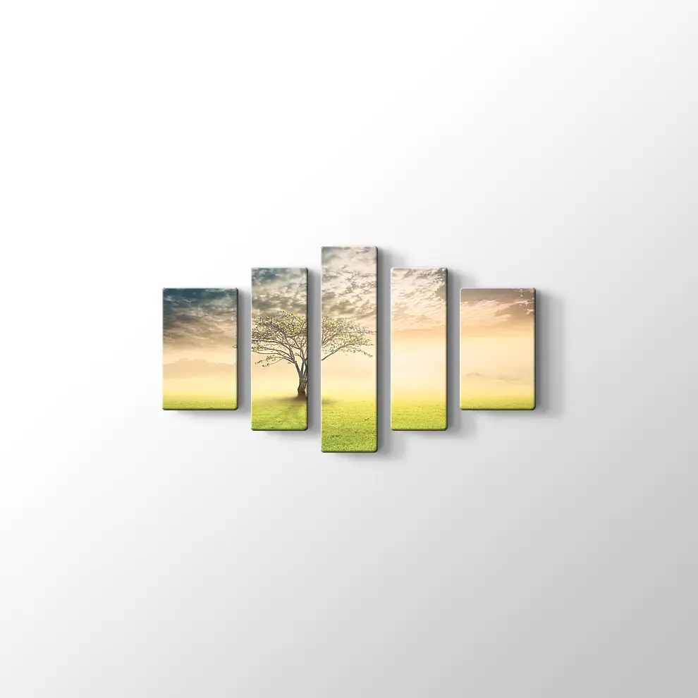 Gün Doğumu Yanlız Ağaç Kanvas Tablo