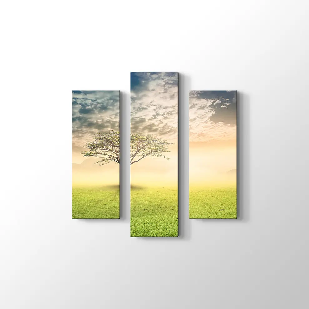 Gün Doğumu Yanlız Ağaç Kanvas Tablo