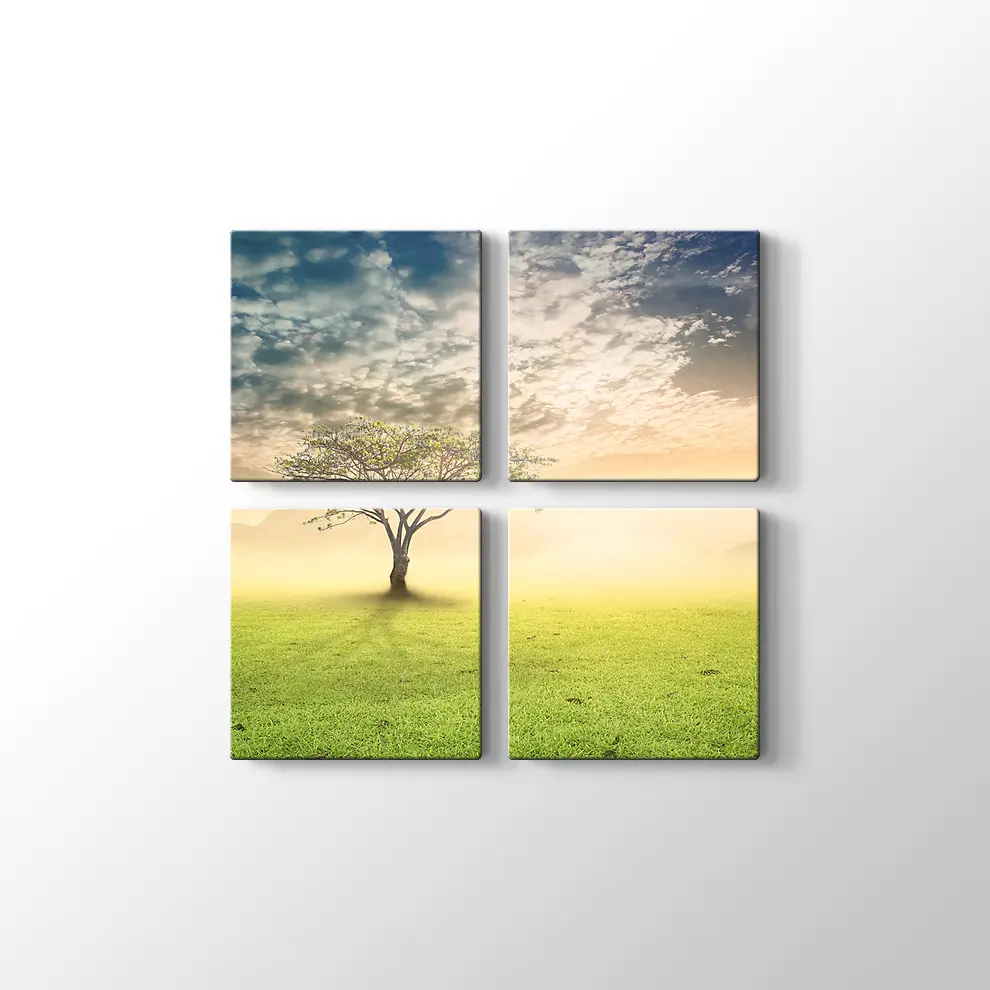 Gün Doğumu Yanlız Ağaç Kanvas Tablo