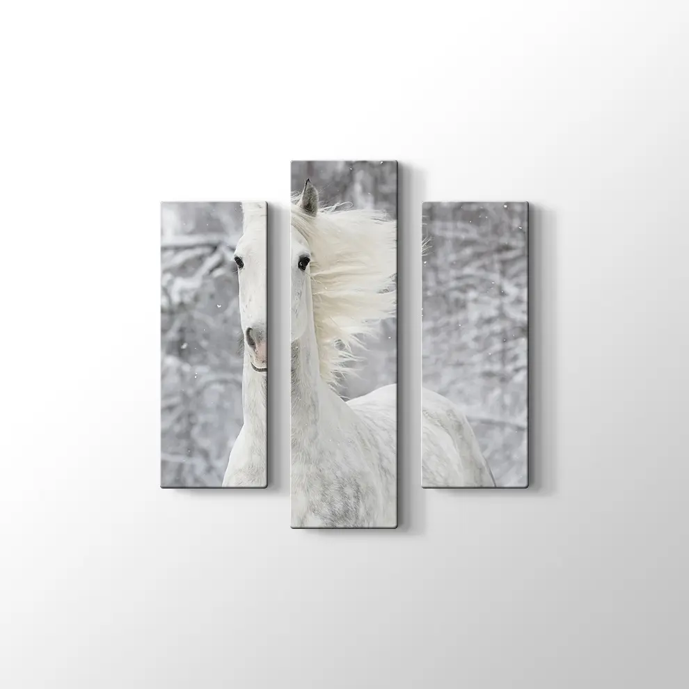 Kış ve Beyaz At Kanvas Tablo