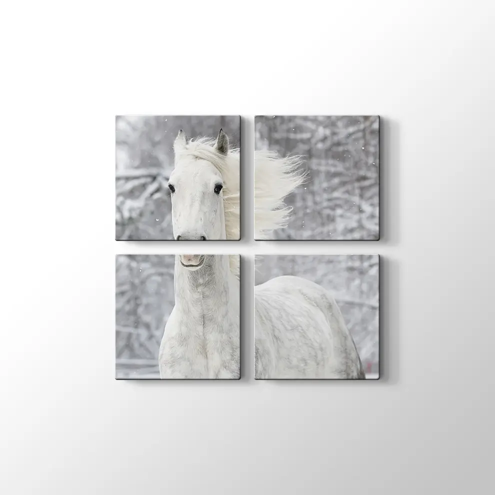 Kış ve Beyaz At Kanvas Tablo