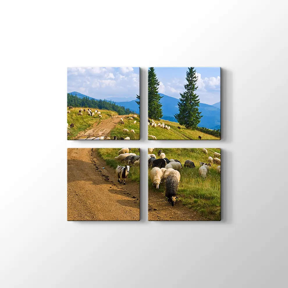 Koyun Sürüsü Kanvas Tablo