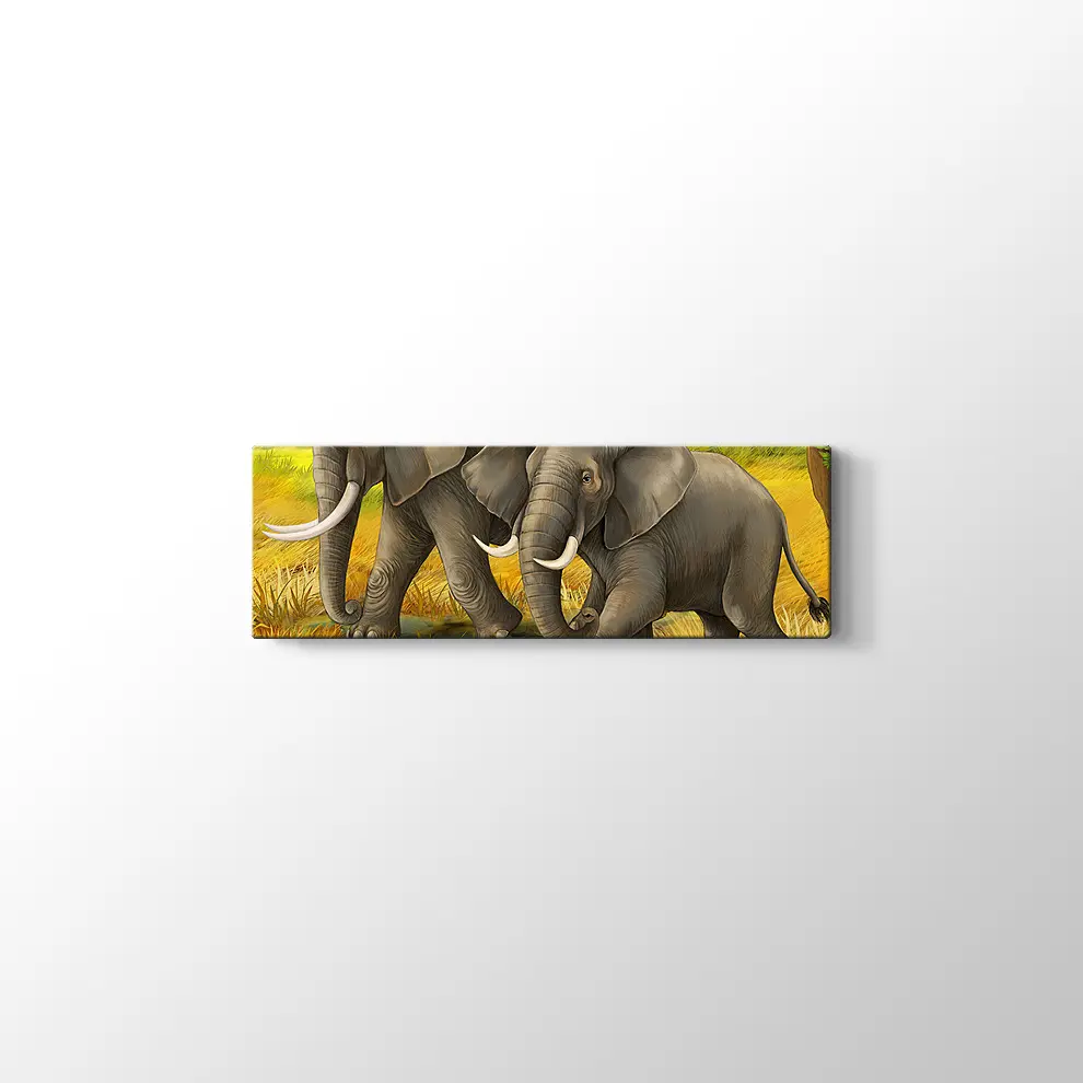 Anne ve Yavru Fil Kanvas Tablo