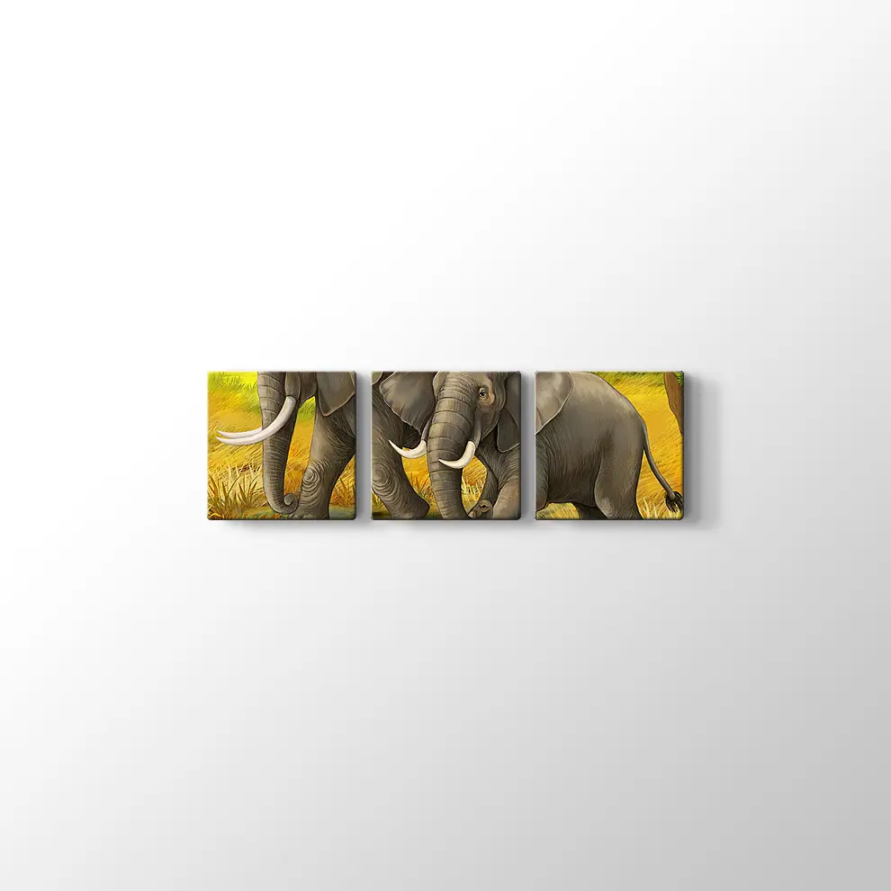 Anne ve Yavru Fil Kanvas Tablo