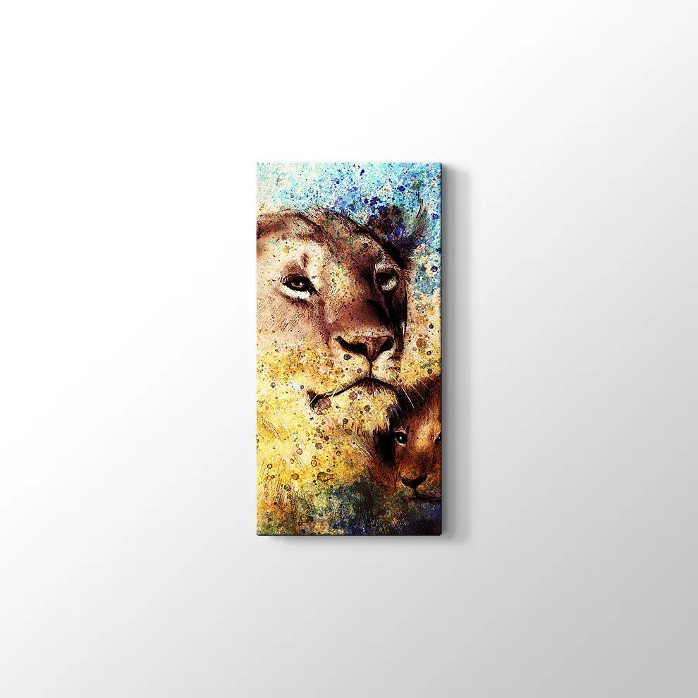 Anne ve Yavru Aslan Kanvas Tablo