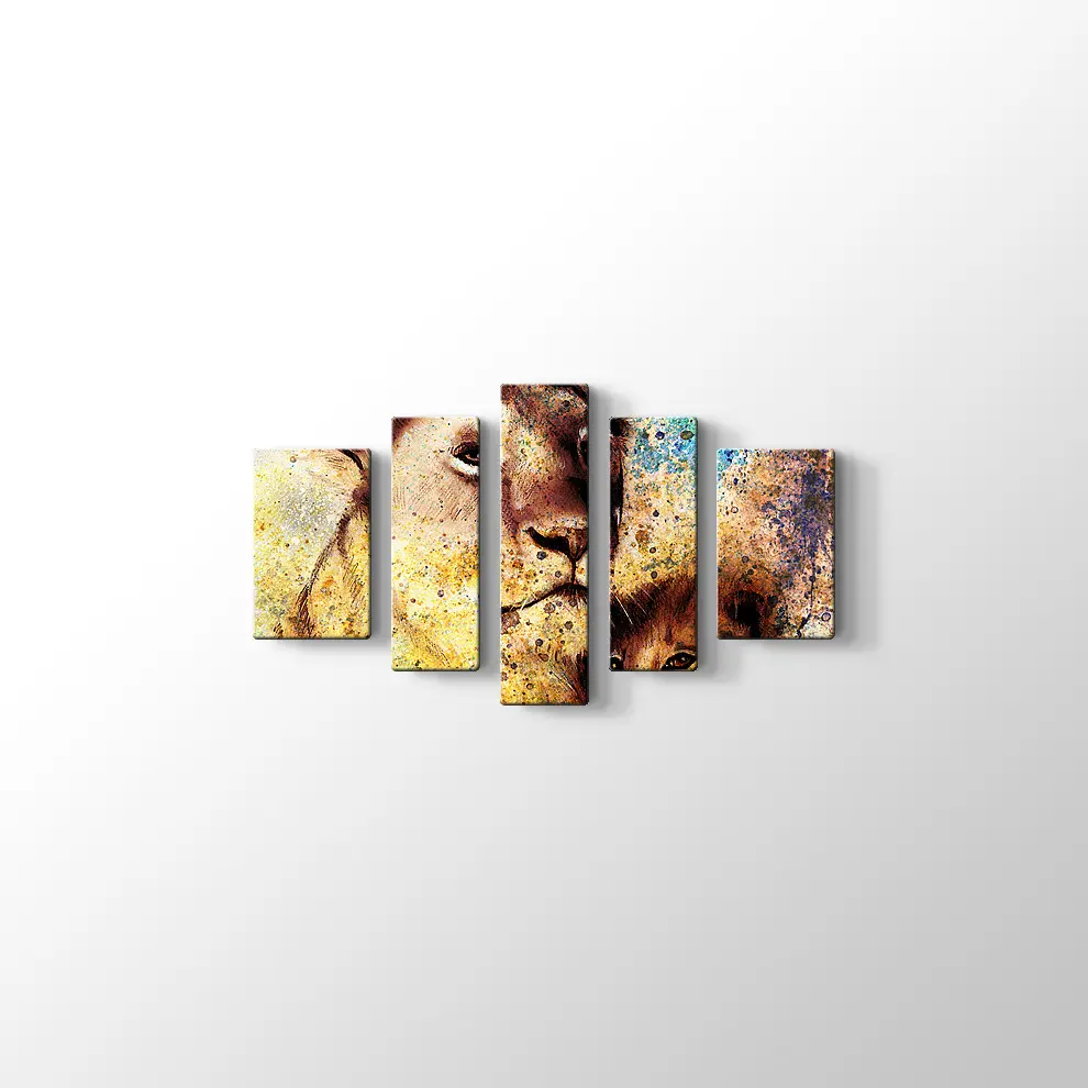 Anne ve Yavru Aslan Kanvas Tablo