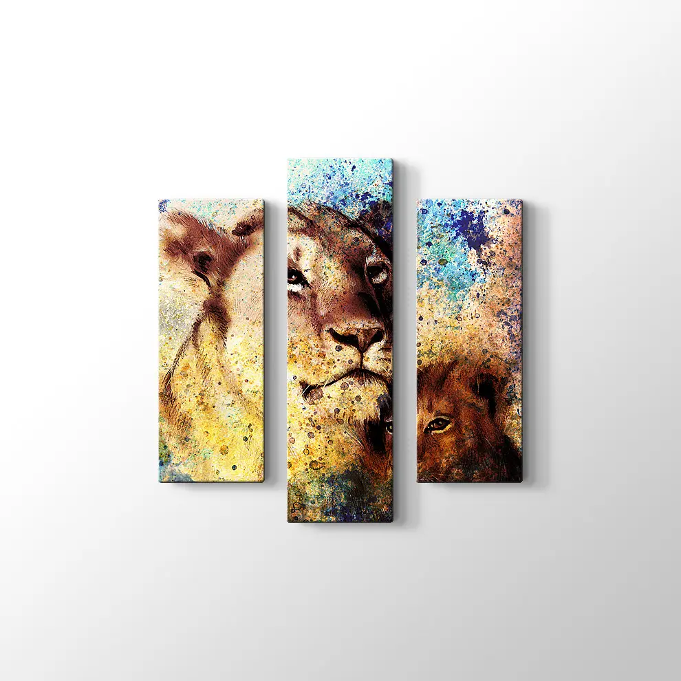 Anne ve Yavru Aslan Kanvas Tablo