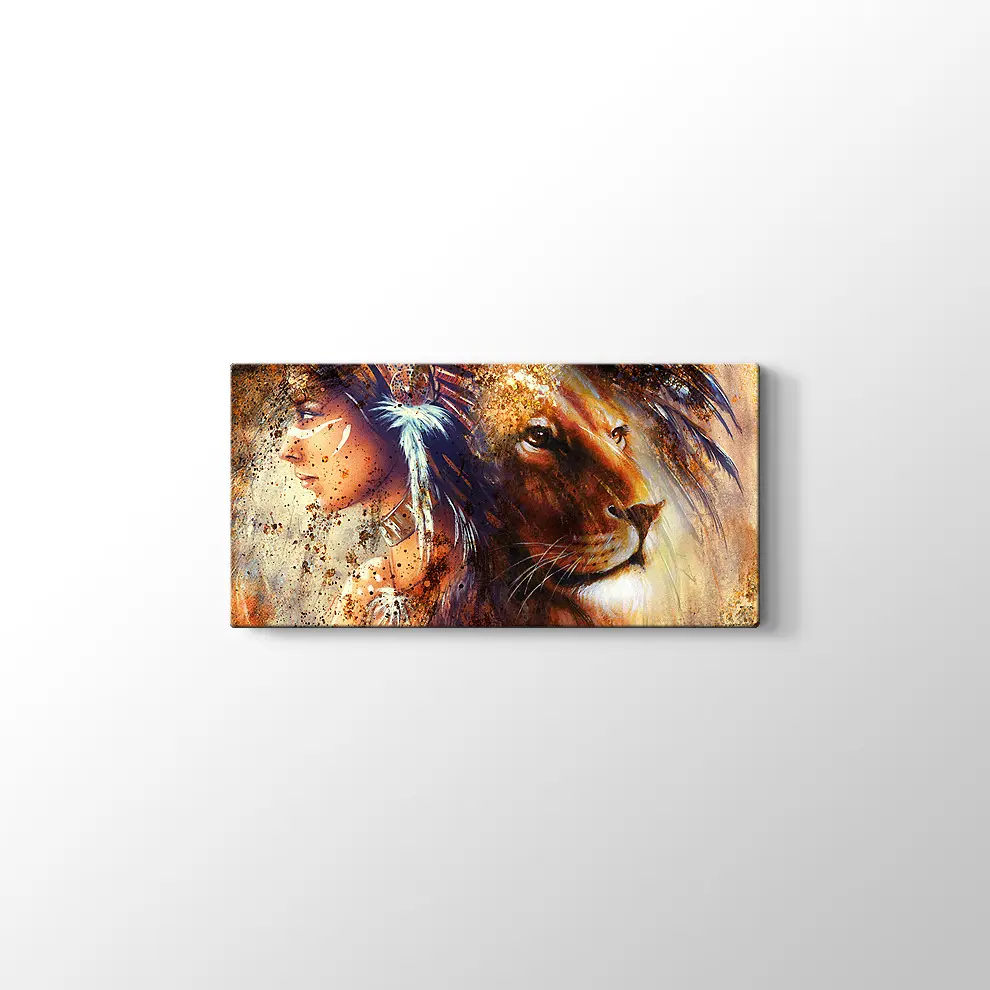 Kızıldereli ve Aslan Kanvas Tablo