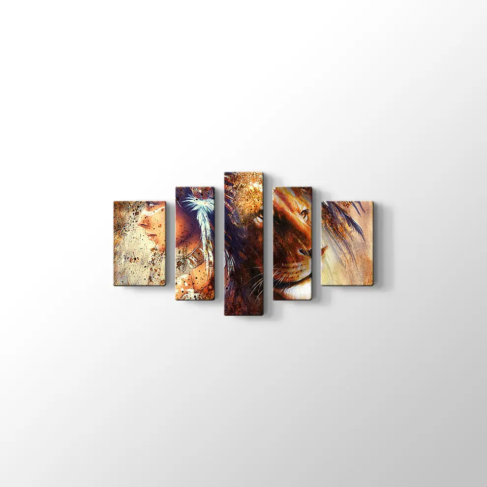 Kızıldereli ve Aslan Kanvas Tablo