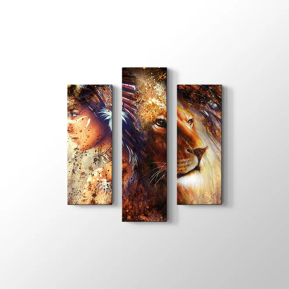 Kızıldereli ve Aslan Kanvas Tablo