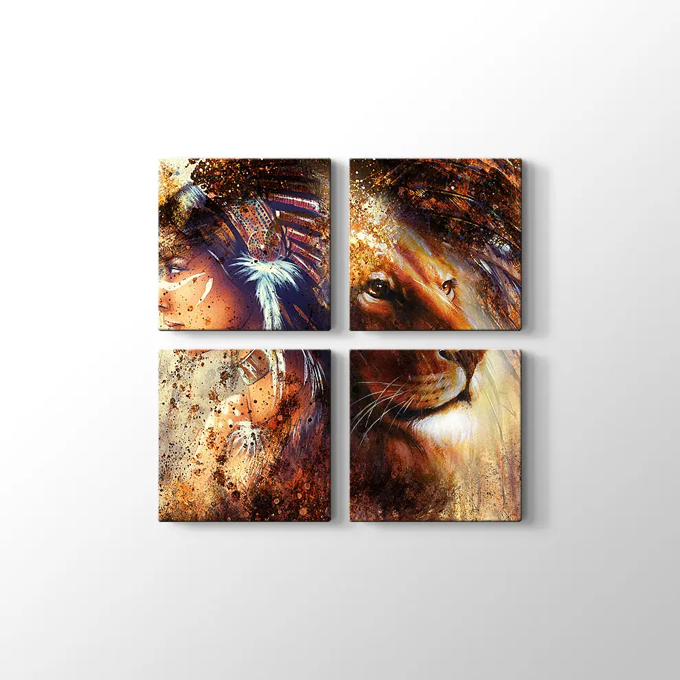 Kızıldereli ve Aslan Kanvas Tablo