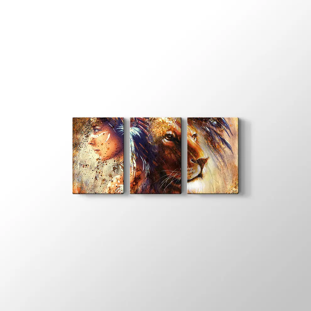 Kızıldereli ve Aslan Kanvas Tablo