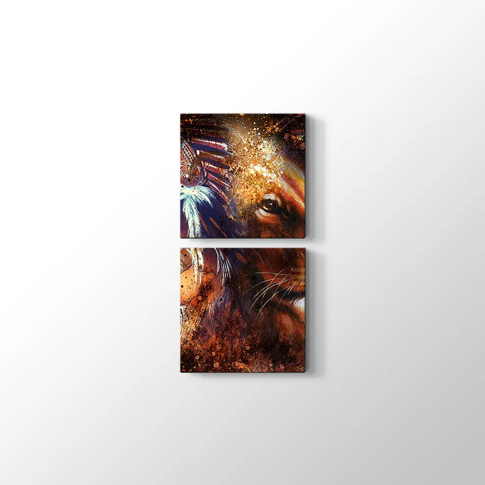 Kızıldereli ve Aslan Kanvas Tablo