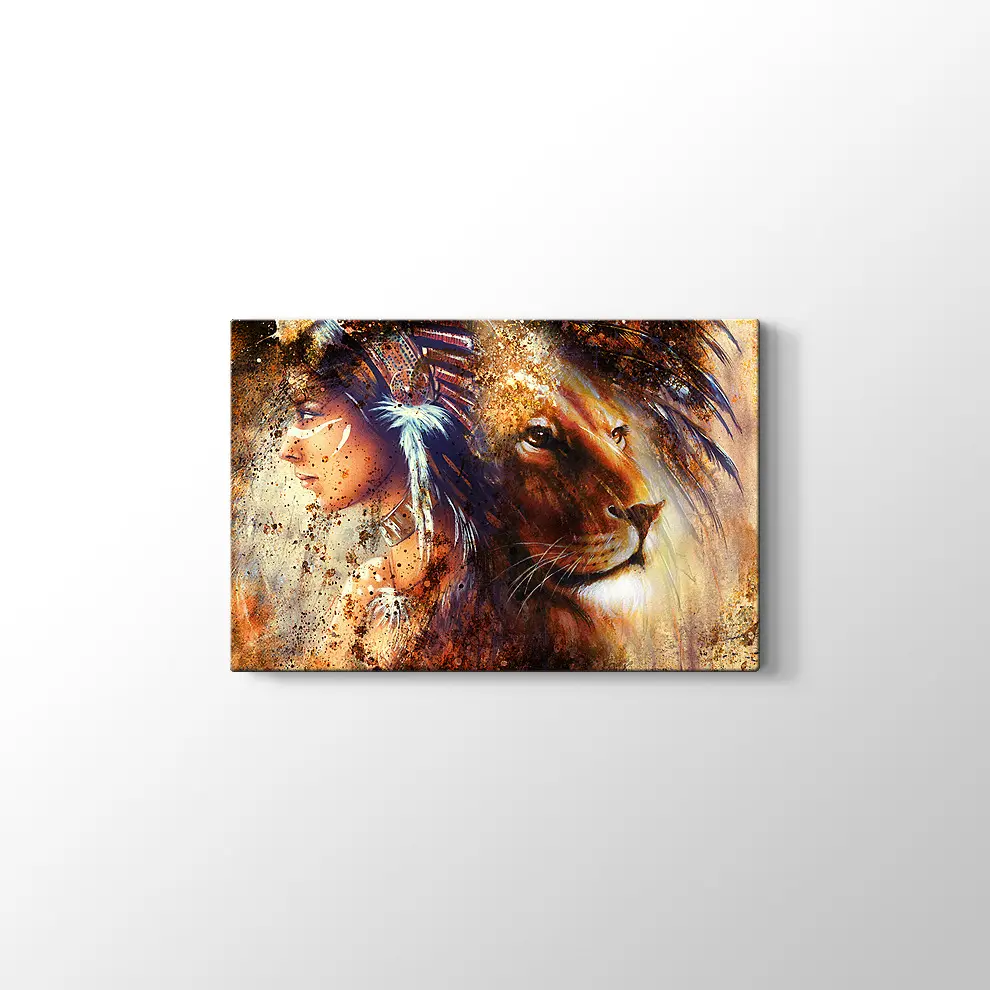 Kızıldereli ve Aslan Kanvas Tablo