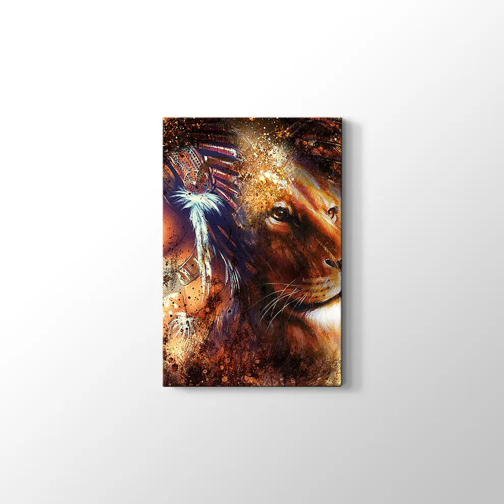 Kızıldereli ve Aslan Kanvas Tablo