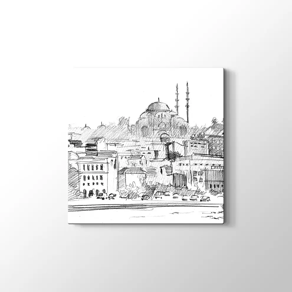 Karakalem İstanbul Kanvas Tablo