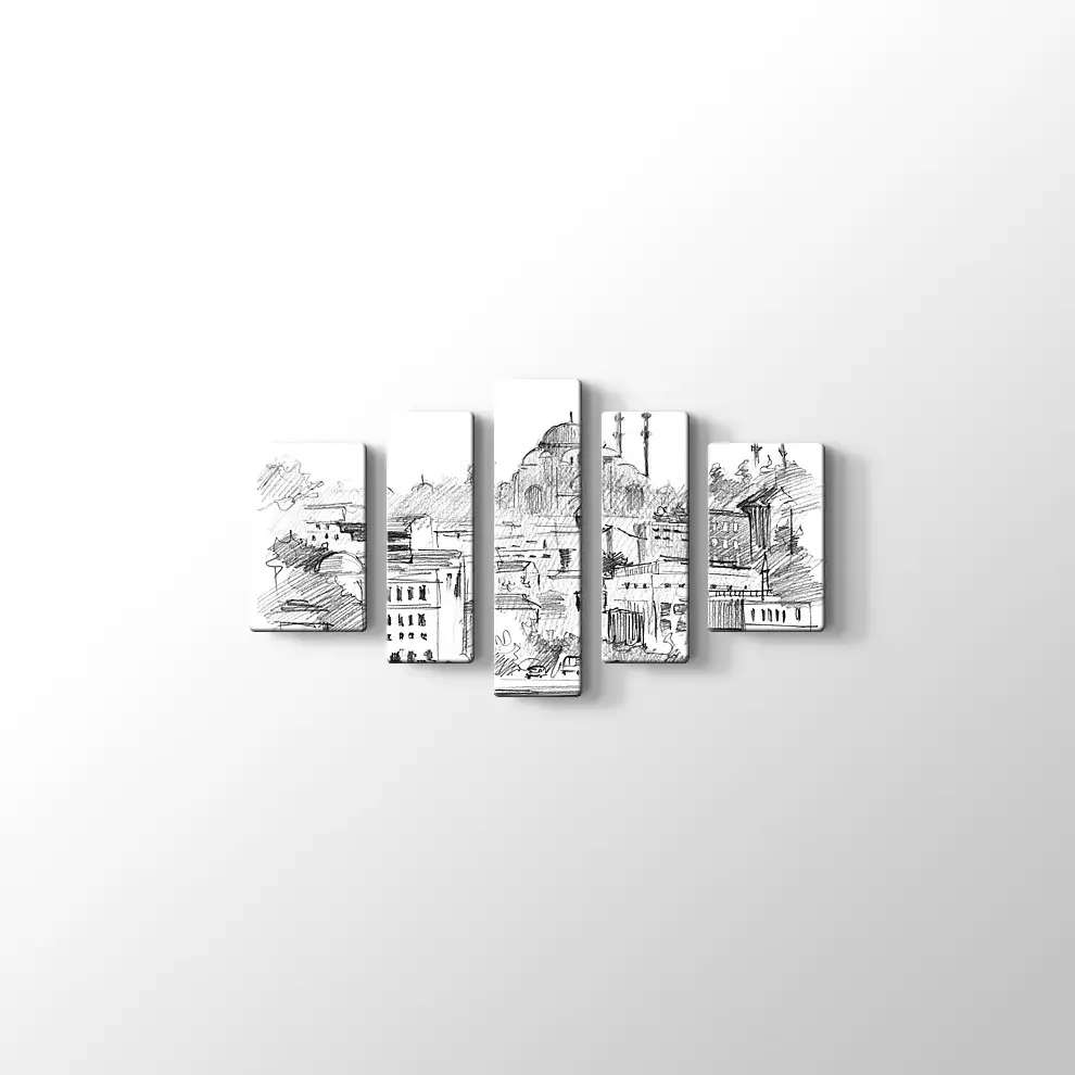 Karakalem İstanbul Kanvas Tablo