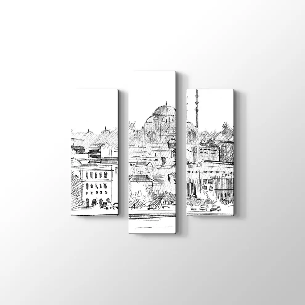 Karakalem İstanbul Kanvas Tablo