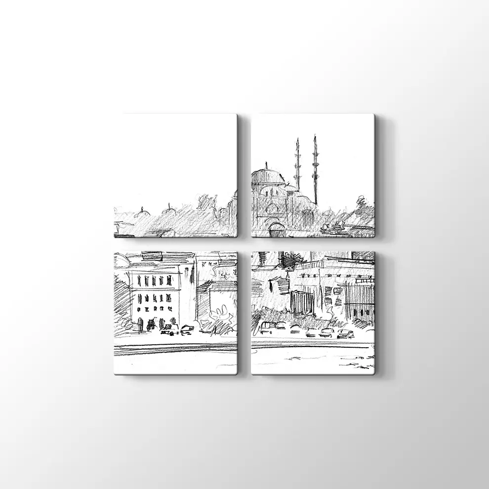 Karakalem İstanbul Kanvas Tablo