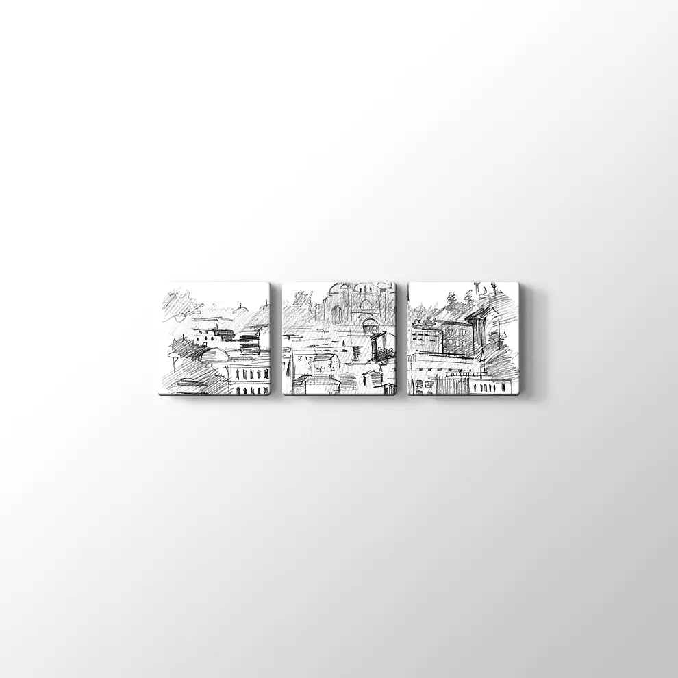 Karakalem İstanbul Kanvas Tablo