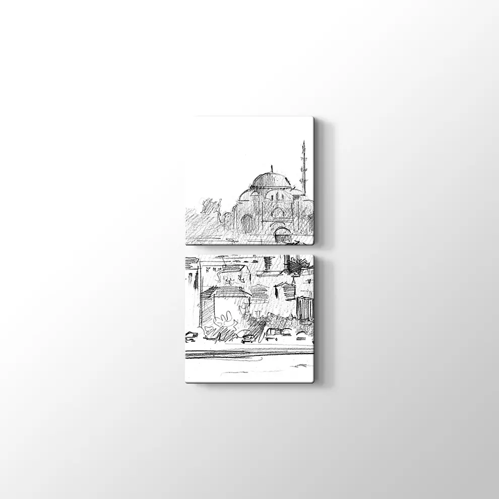 Karakalem İstanbul Kanvas Tablo