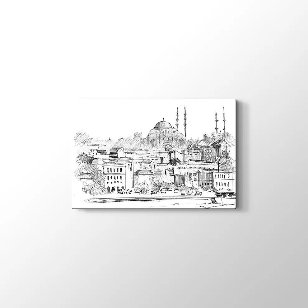 Karakalem İstanbul Kanvas Tablo