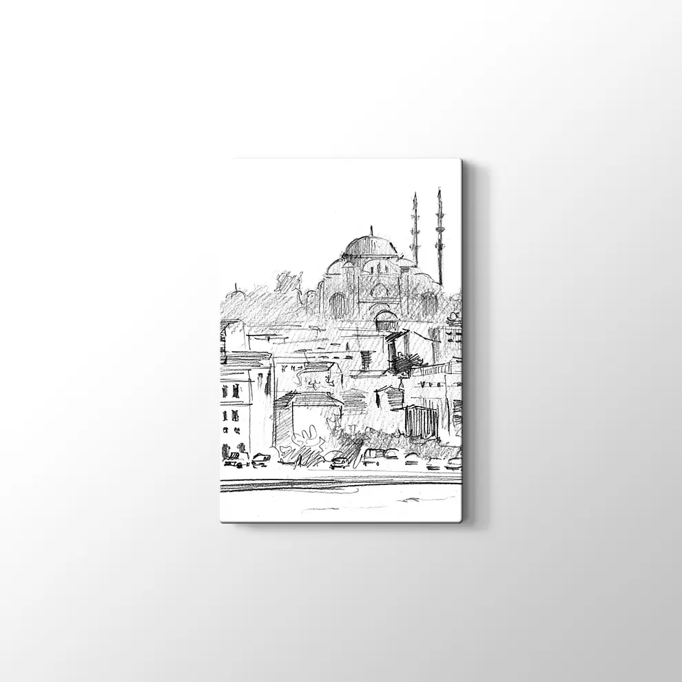 Karakalem İstanbul Kanvas Tablo