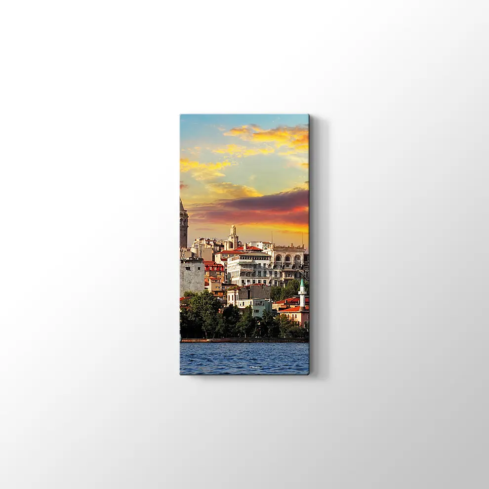 Günbatımında Galata Kanvas Tablo