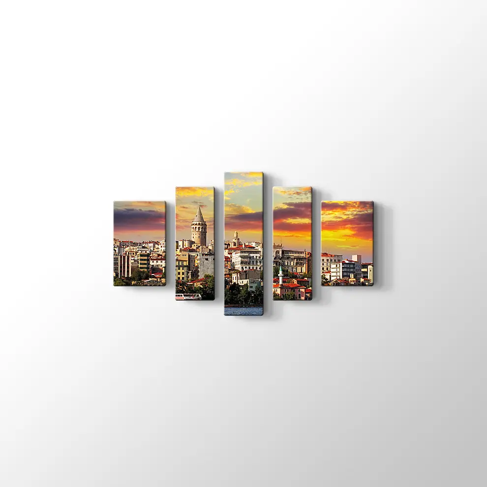 Günbatımında Galata Kanvas Tablo