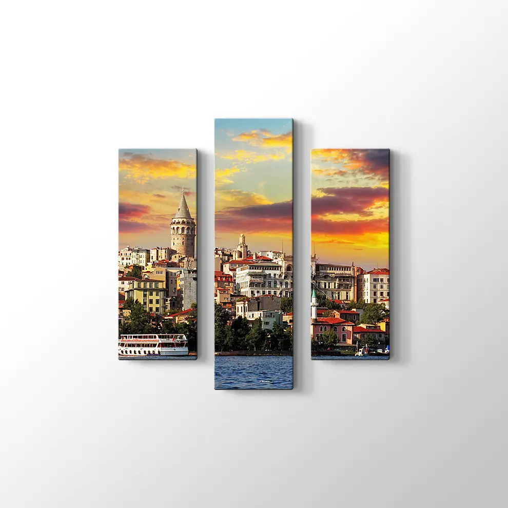Günbatımında Galata Kanvas Tablo