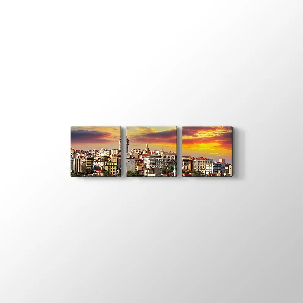 Günbatımında Galata Kanvas Tablo