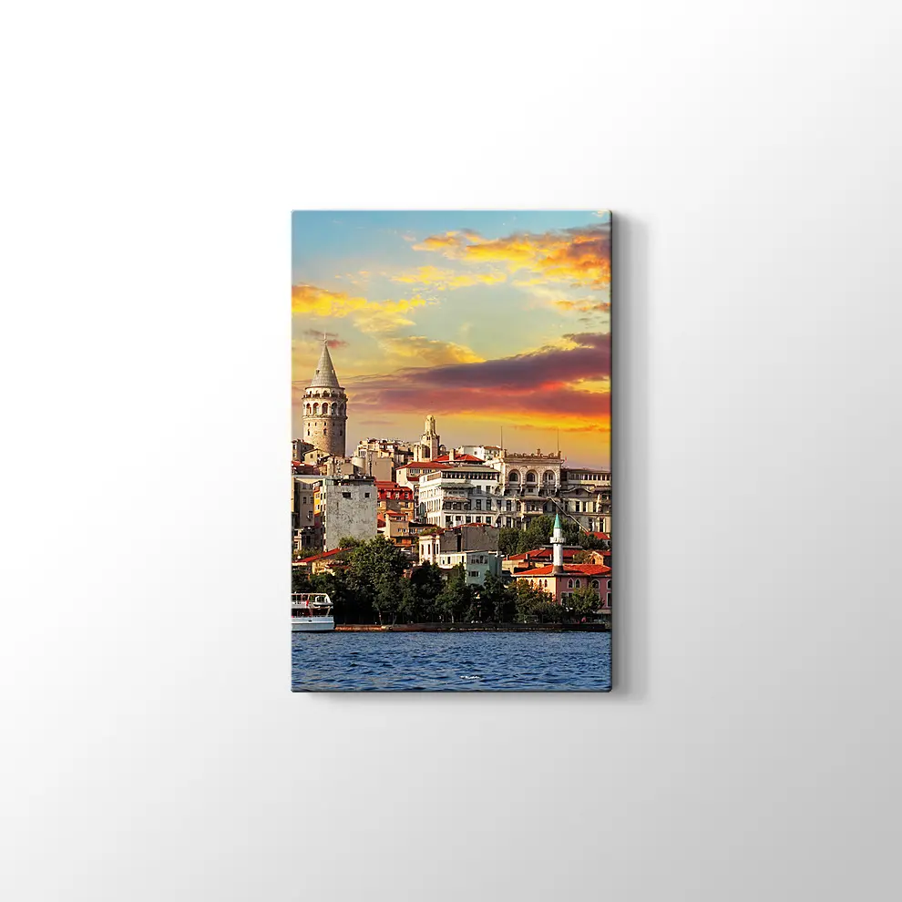Günbatımında Galata Kanvas Tablo