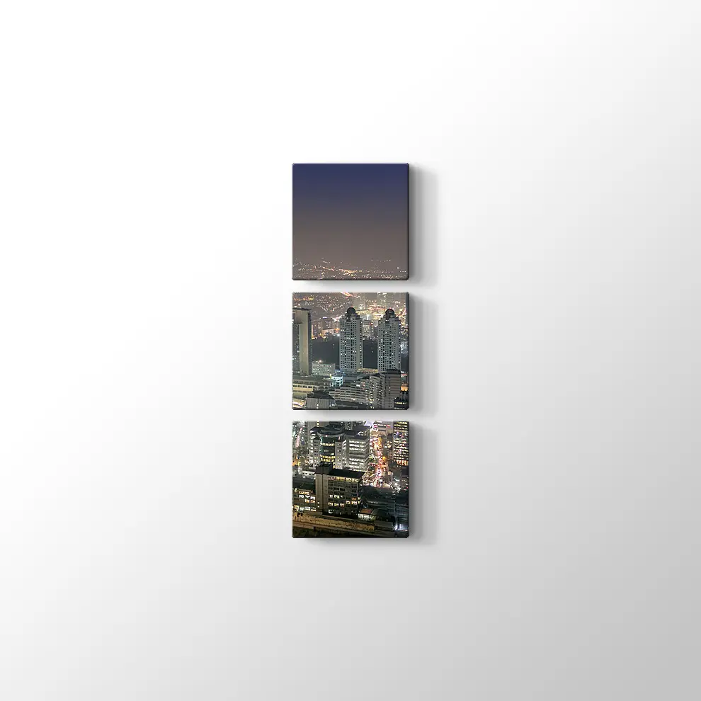 Gece İş Kuleleri Manzarası Kanvas Tablo